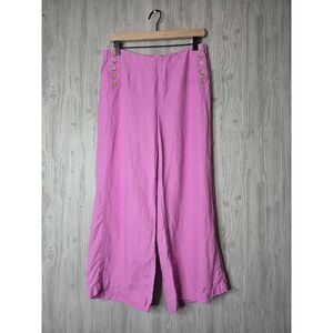 J. Jill Linen Wide Leg Crop Pants Women’s Size S Pink 100% Linen Coastal Sailor